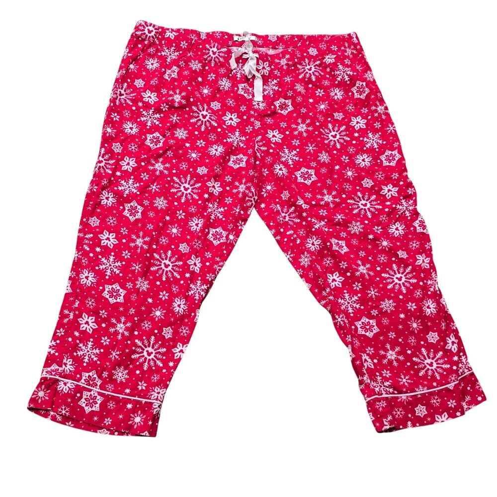 Disney Parks Red Mikey Snowflake Christmas Holiday Fleece Pajama Lounge Pants PJ - Picture 1 of 7